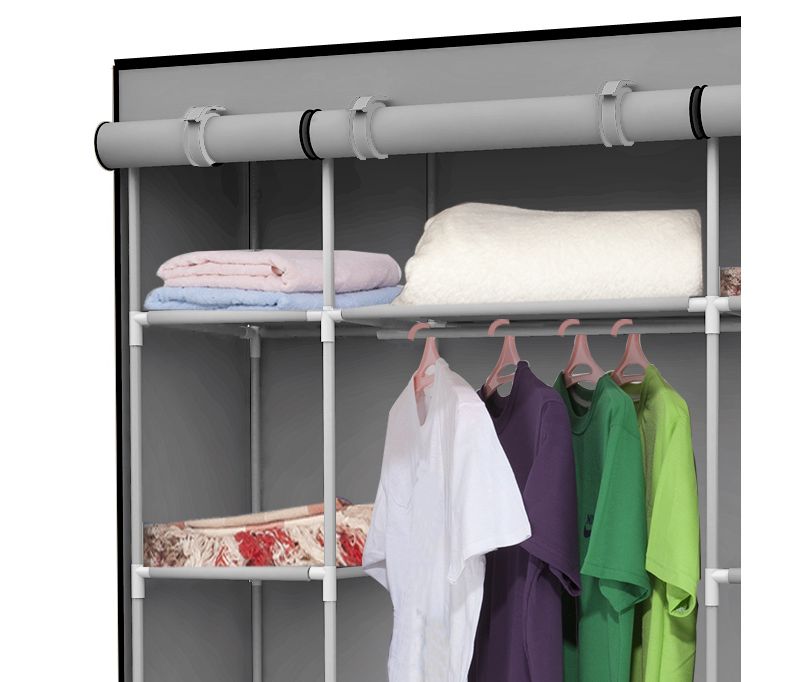 Home Basics Storage Closet with Shelving, Grey
