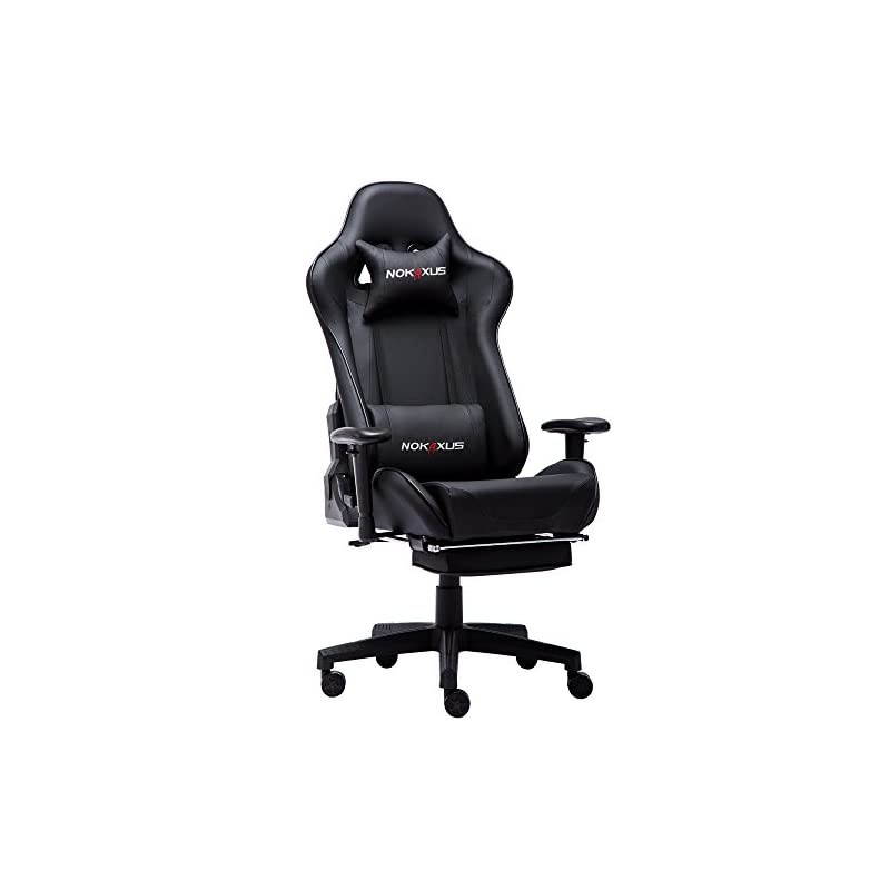 Gaming Chair Large Size High-back Ergonomic Racing Seat with Massager Lumbar Support and Retractible Footrest PU Leather 90-180 degree adjustment of backrest Thickening sponges (YK-6008-BLACK)