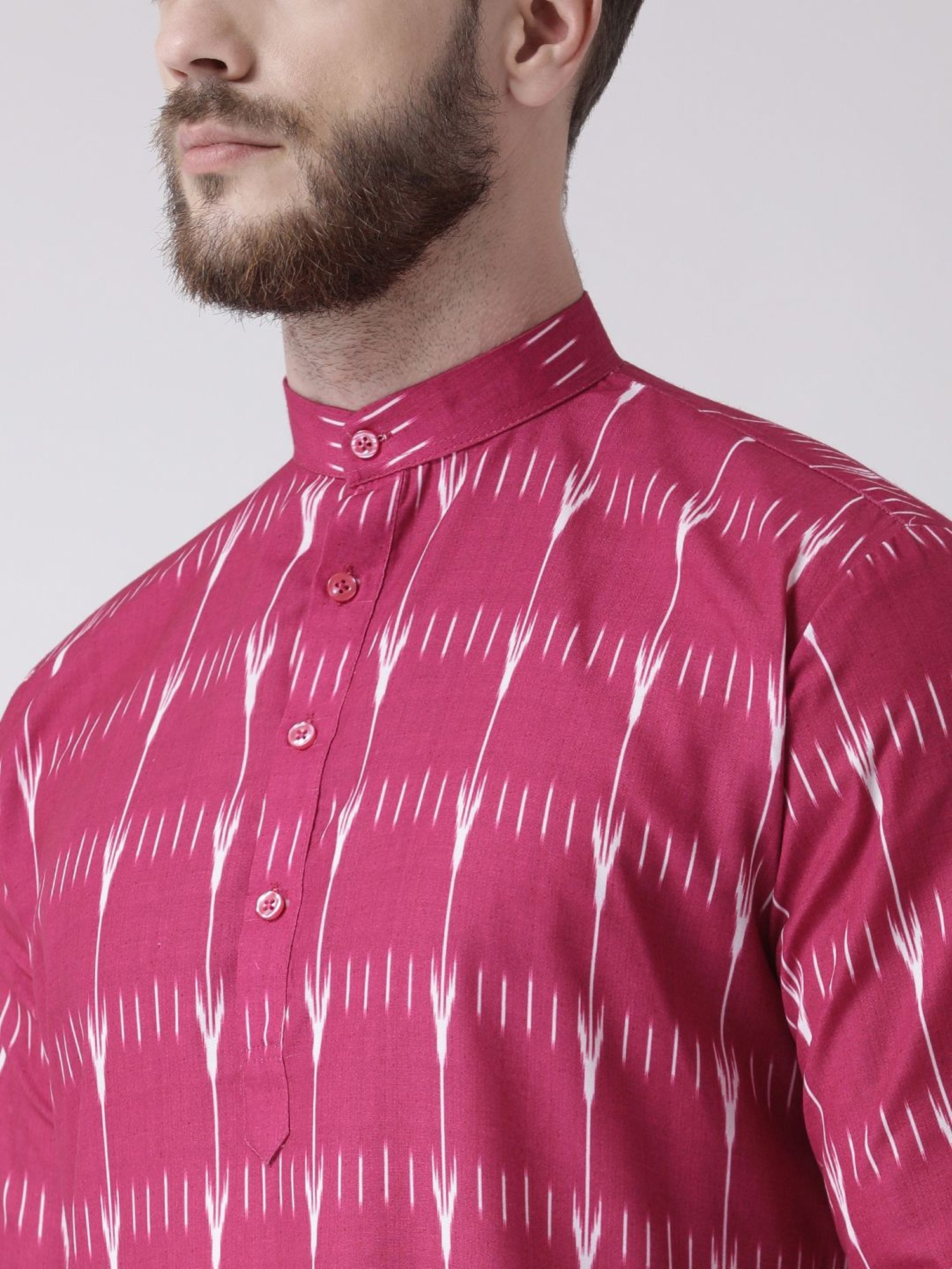 Hang up Pink & White Cotton Regular fit Printed Kurta Set