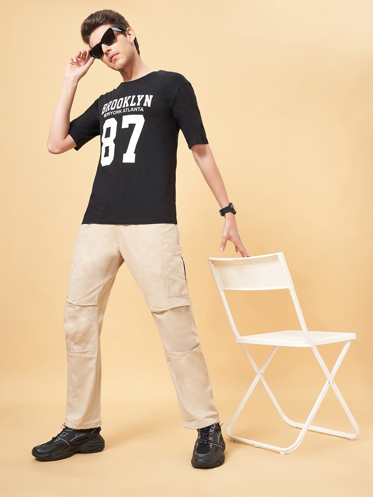 Yu By Pantaloons Khaki Cotton Regular Fit Cargos