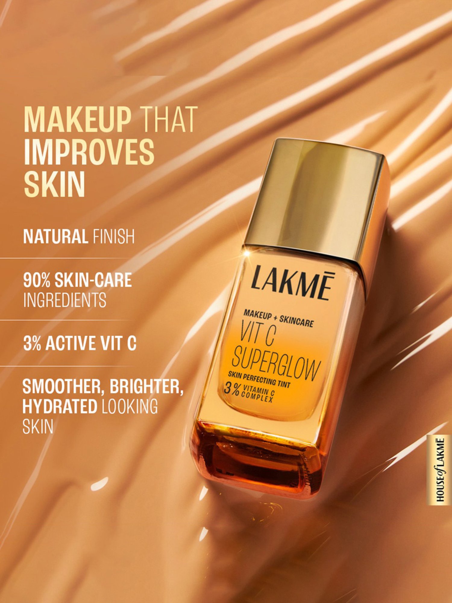 Lakme Makeup + Skincare Vit C Superglow Skin Perfecting Tint Cool Ivory C100 - 25 ml