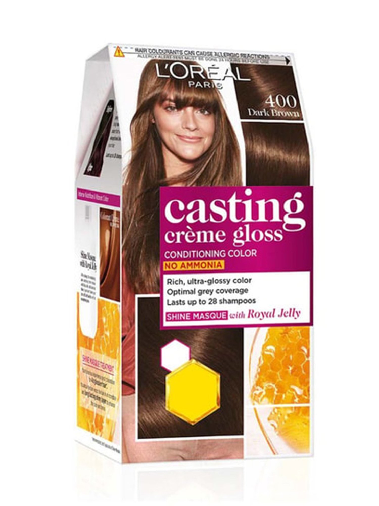 L'Oreal Pari Casting Creme Gloss Conditioning Hair Colour 400 Dark Brown - 87.5 gm + 72 ml
