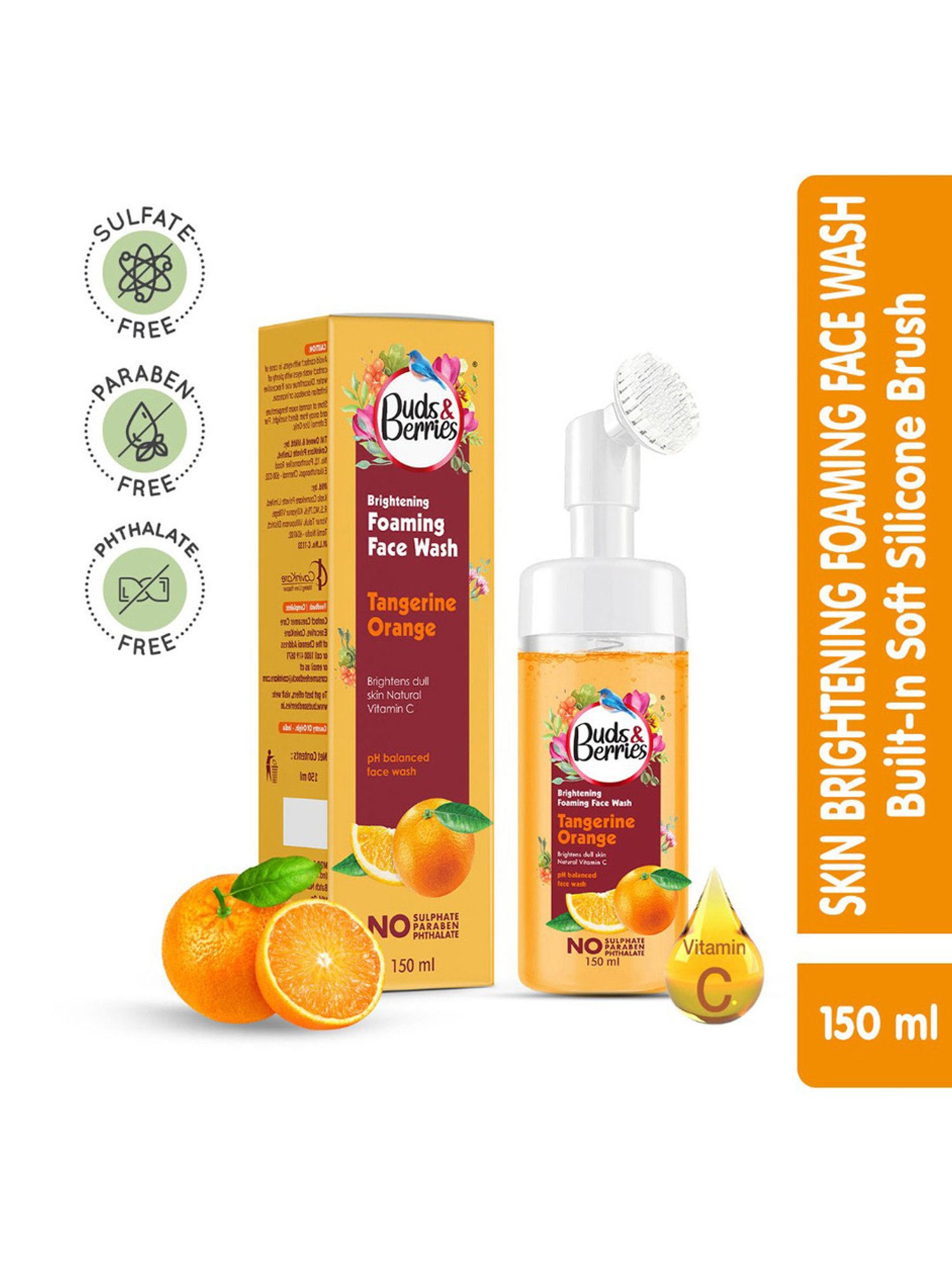 Buds & Berries Tangerine Orange Brightening Foaming Face Wash - 150 ml