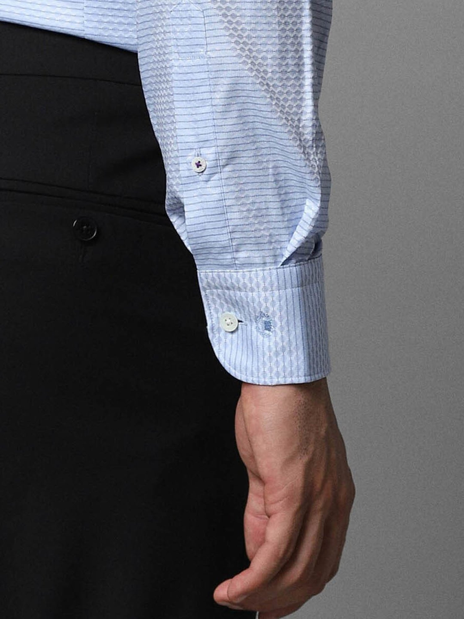 Luxure By Louis Philippe Blue Cotton Slim Fit Texture Shirt