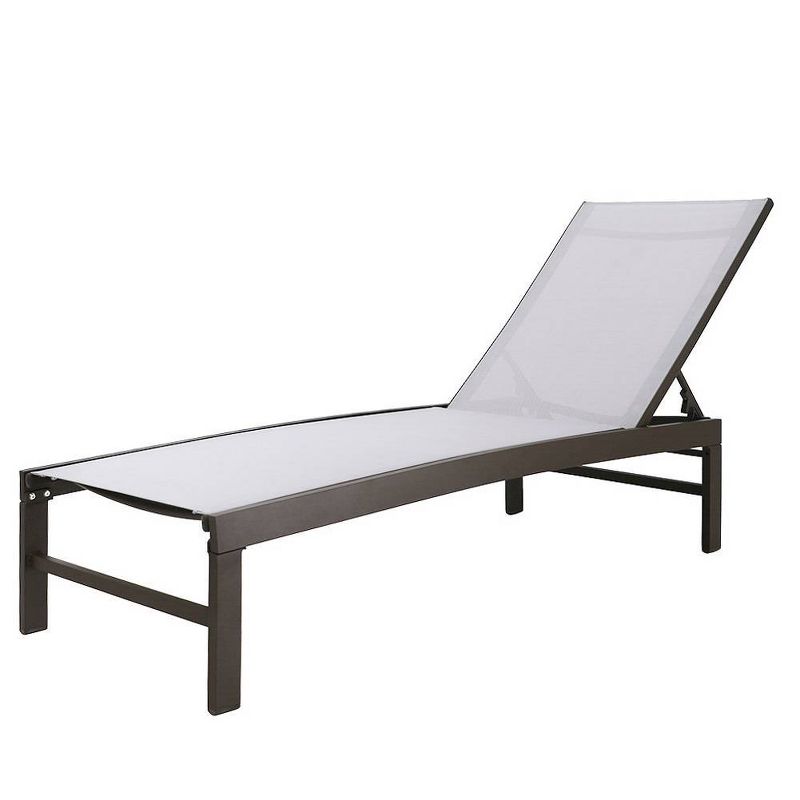 Outdoor Aluminum Adjustable Chaise Lounge Chair - Light Gray - Crestlive Products