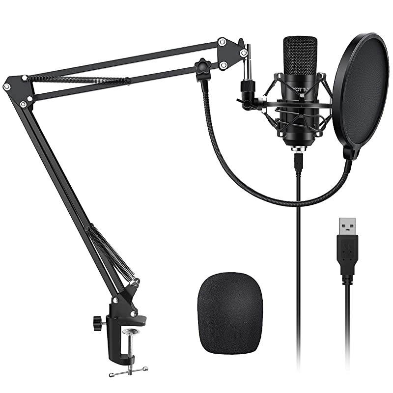USB Microphone Kit 192KHZ24BIT Plug amp Play Computer PC Microphone Studio Streaming Cardioid Mic with Boom Arm Shock Mount Pop Filter for Recording Broadcasting YouTube Gaming Voice