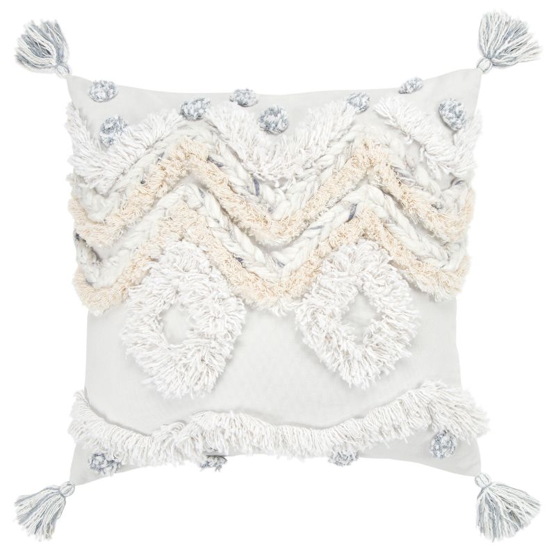 20"x20" Geometric Decorative Filled Oversized Square Throw Pillow White - Rizzy Home
