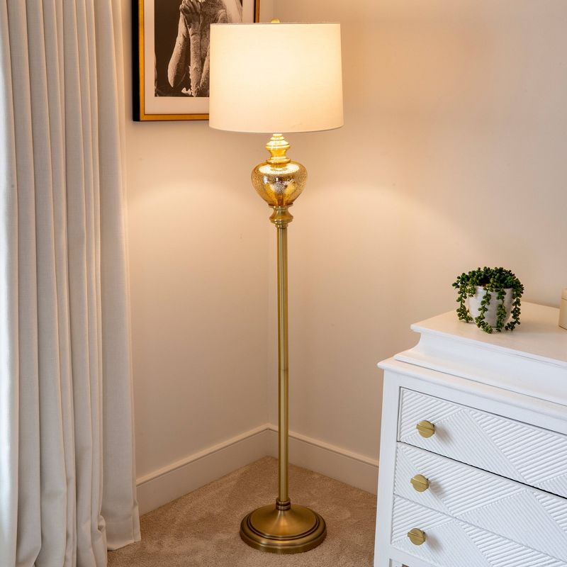 63" Redmond Glass Font Steel Floor Lamp Gun Metal - Decor Therapy