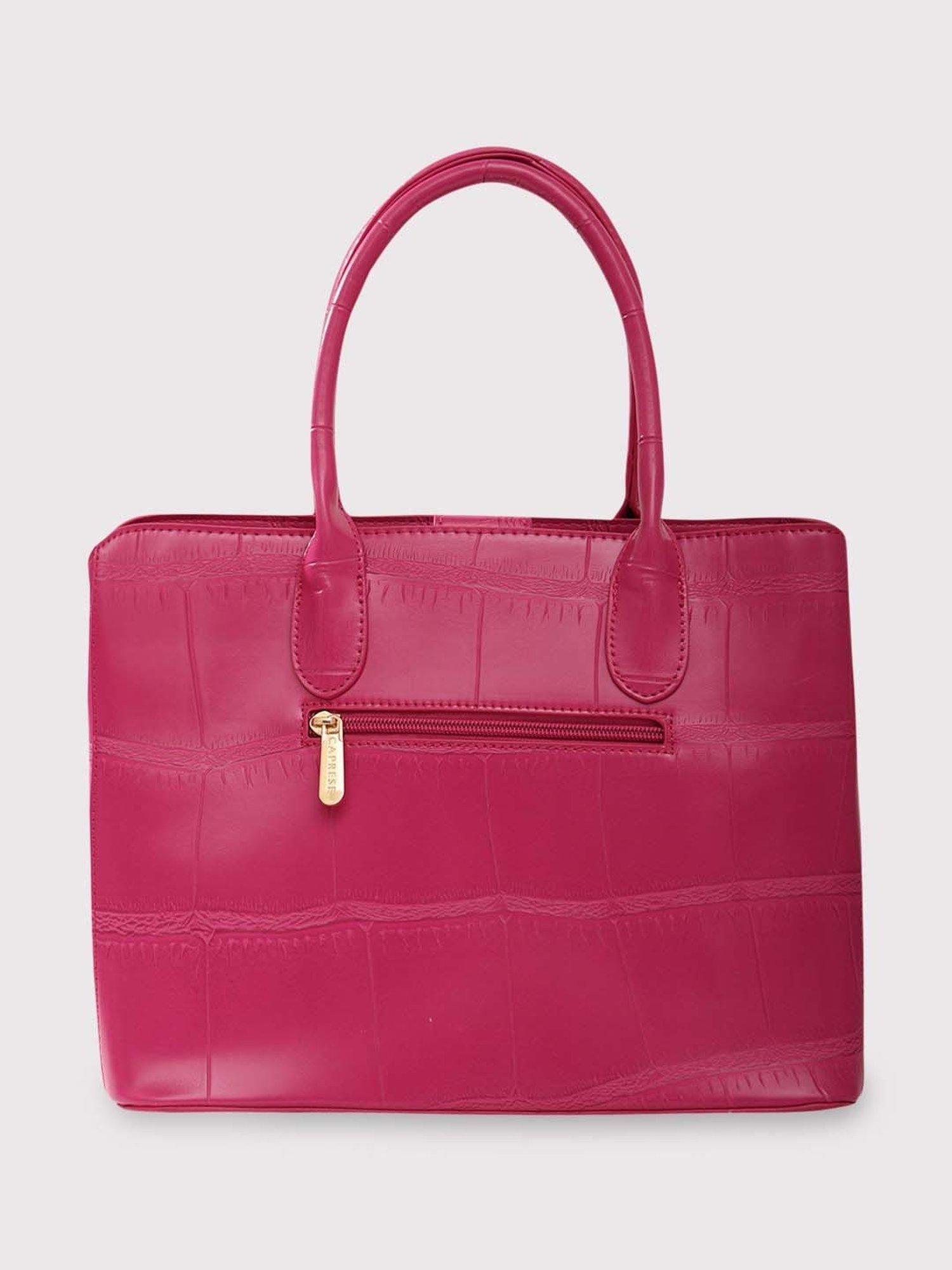 Caprese Mink Satchel Small Fuchsia Women Shoulder Handbag | The Kiara Collection