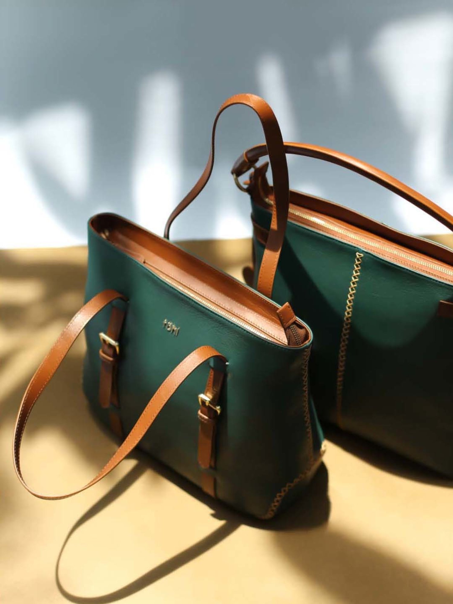 Tohl Teal Green Embroidered Medium Shoulder Handbag