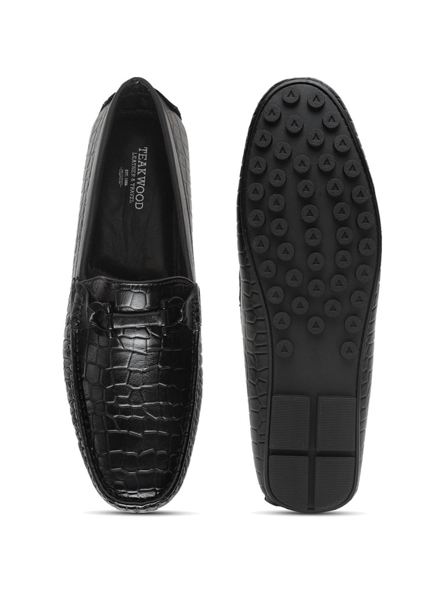 Teakwood Leathers Men's Black Casual Loafers