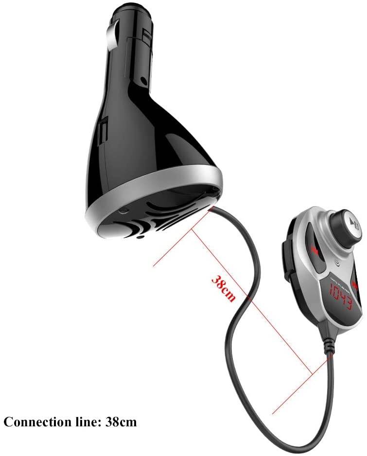 EinCar Bluetooth Car FM Tranmitter Wireless Radio Adapter with Dual USB Ports Phone Charging Car Kit MP3 Player Support MP3/WMA & Hands-Free Calling