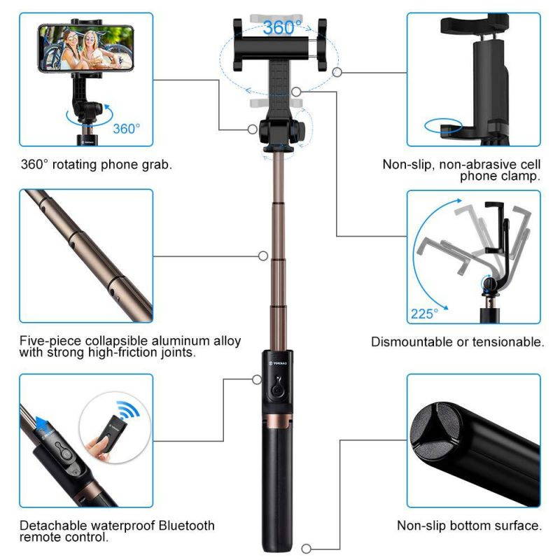 Selfie Stick Tripod Waterproof Tripod Selfie Stick Tripod Waterproof Selfie Stick Bluetooth for iPhone Xs MAX/iPhone 8/iPhone 8 Plus/iPhone 7/iPhone 7 Plus/Galaxy Note S9 Plus/More