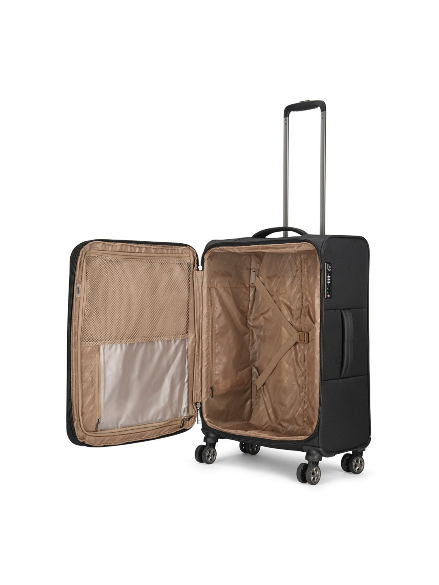 VIP Black 8 Wheels Medium Soft Cabin Trolley Bag 42.5 cm