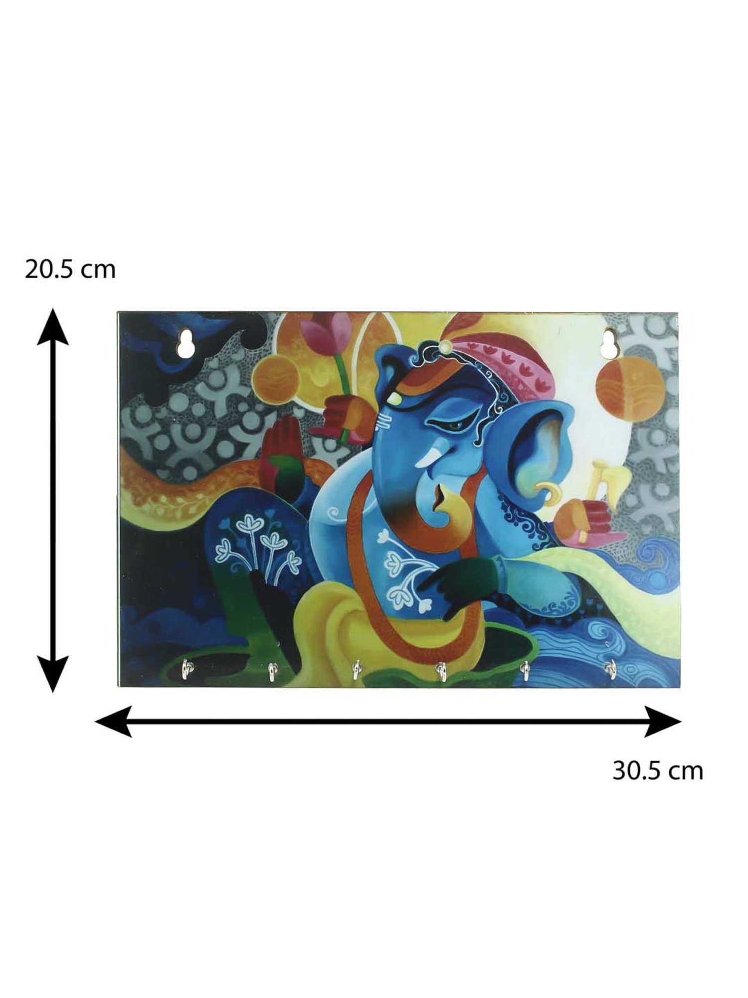 eCraftIndia Lord Ganesha Theme Wooden Key Holder with 6 Hooks
