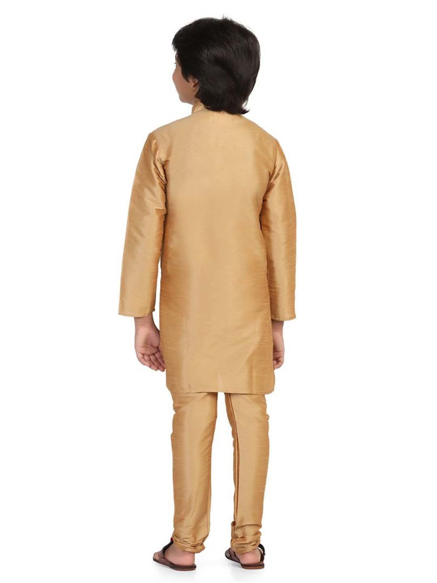 TAHVO Kids Golden Slim Fit Full Sleeves Kurta Set