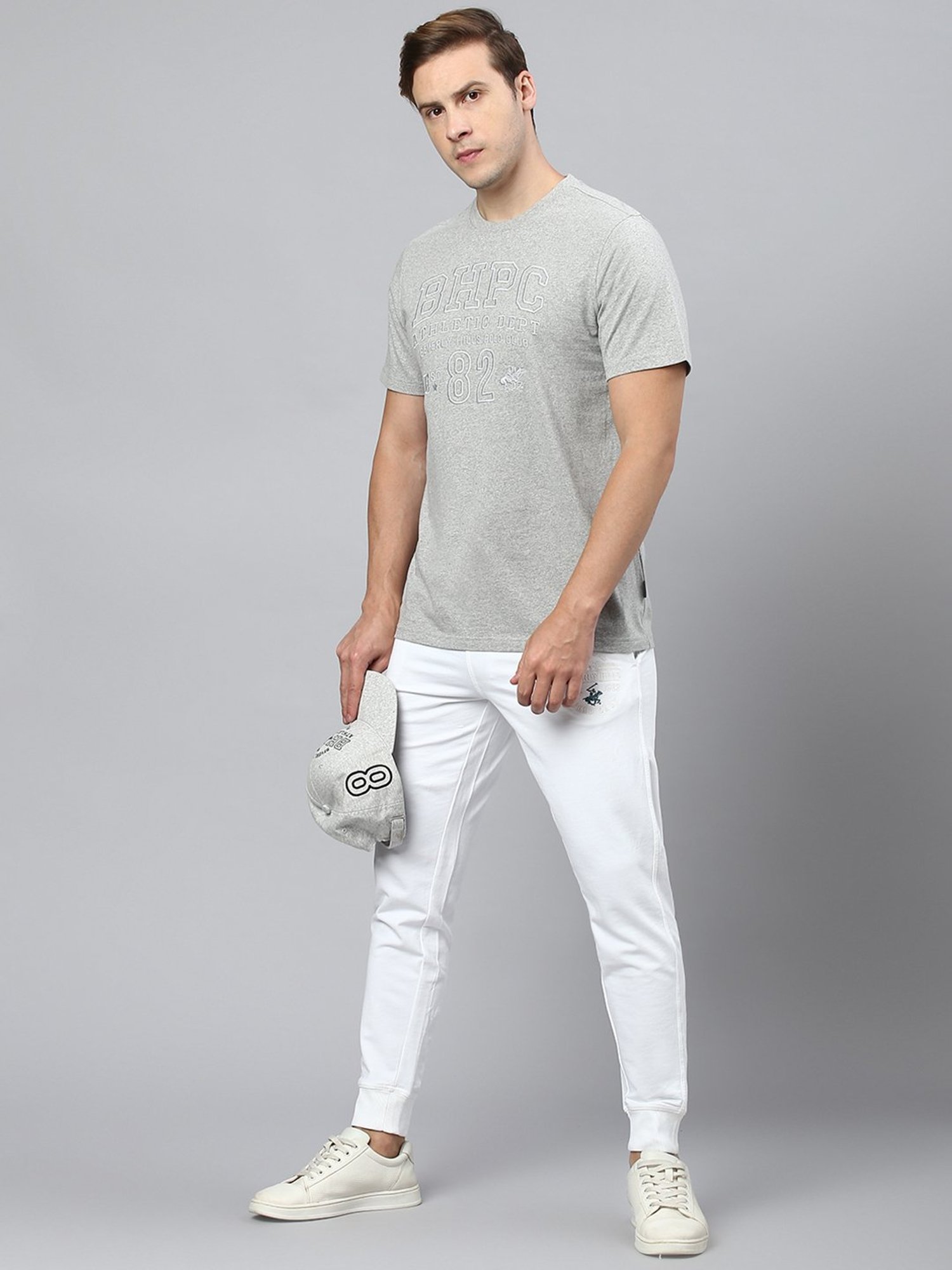 Beverly Hills Polo Club Grey Regular Fit Cotton Crew T-Shirt