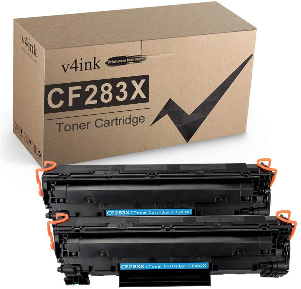 V4INK Compatible CF283X Toner Cartridge Replacement for HP 83X CF283X 83A CF283A for use in HP Laserjet Pro MFP M127fw M127fn M125nw M201dw M201n M225dn M225dw M125a Series Printer (Black, 2 Pack)