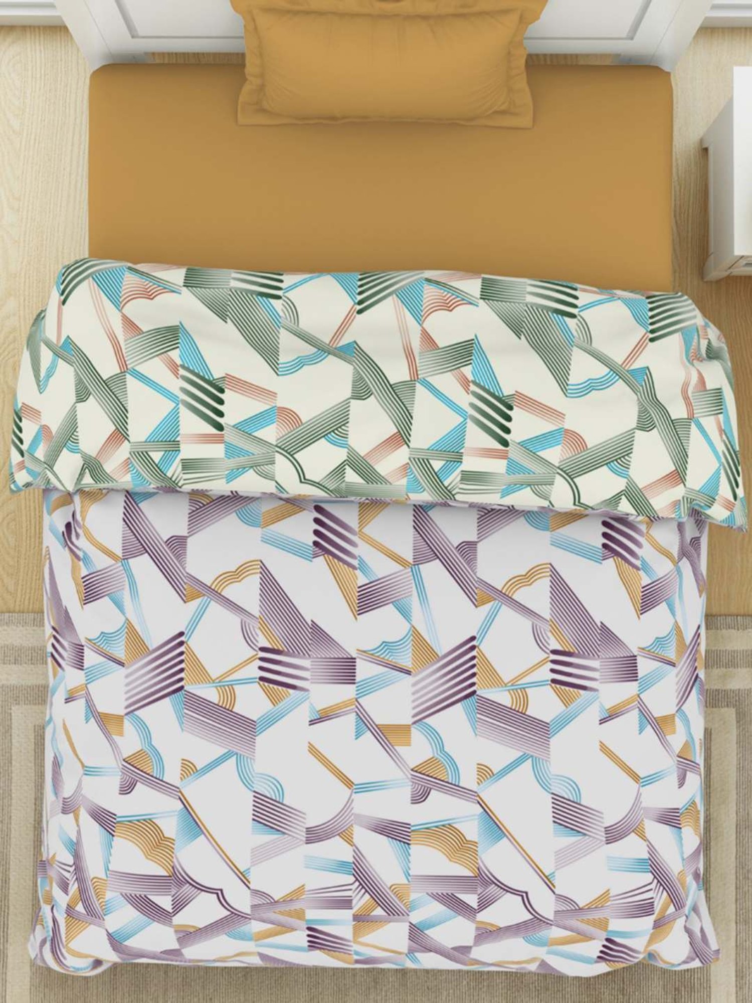 Spaces Geometric Multicolor 144 TC Cotton Single Quilt