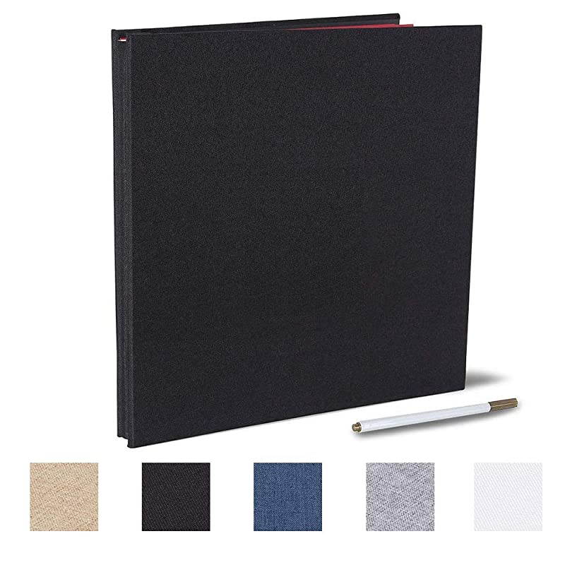 Adhesive Photo Album 13x126 inches Magnetic Scrapbook 40 Pages with a Metallic Pen Linen Black 13x126 inches
