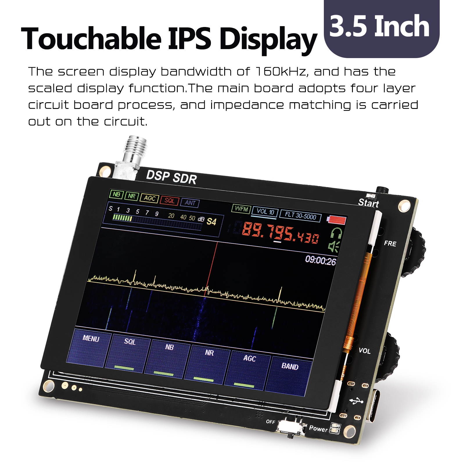 DSP SDR HAM Wireless Receiver Accessory 3.5 Inch Touchable IPS Display Screen+Main Hardware Fourply Circuit Board Impedance Matching