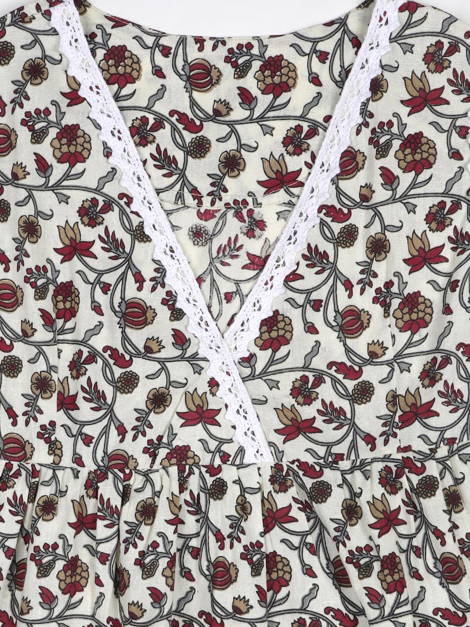 NEUDIS Kids Beige Girls Kurta Set