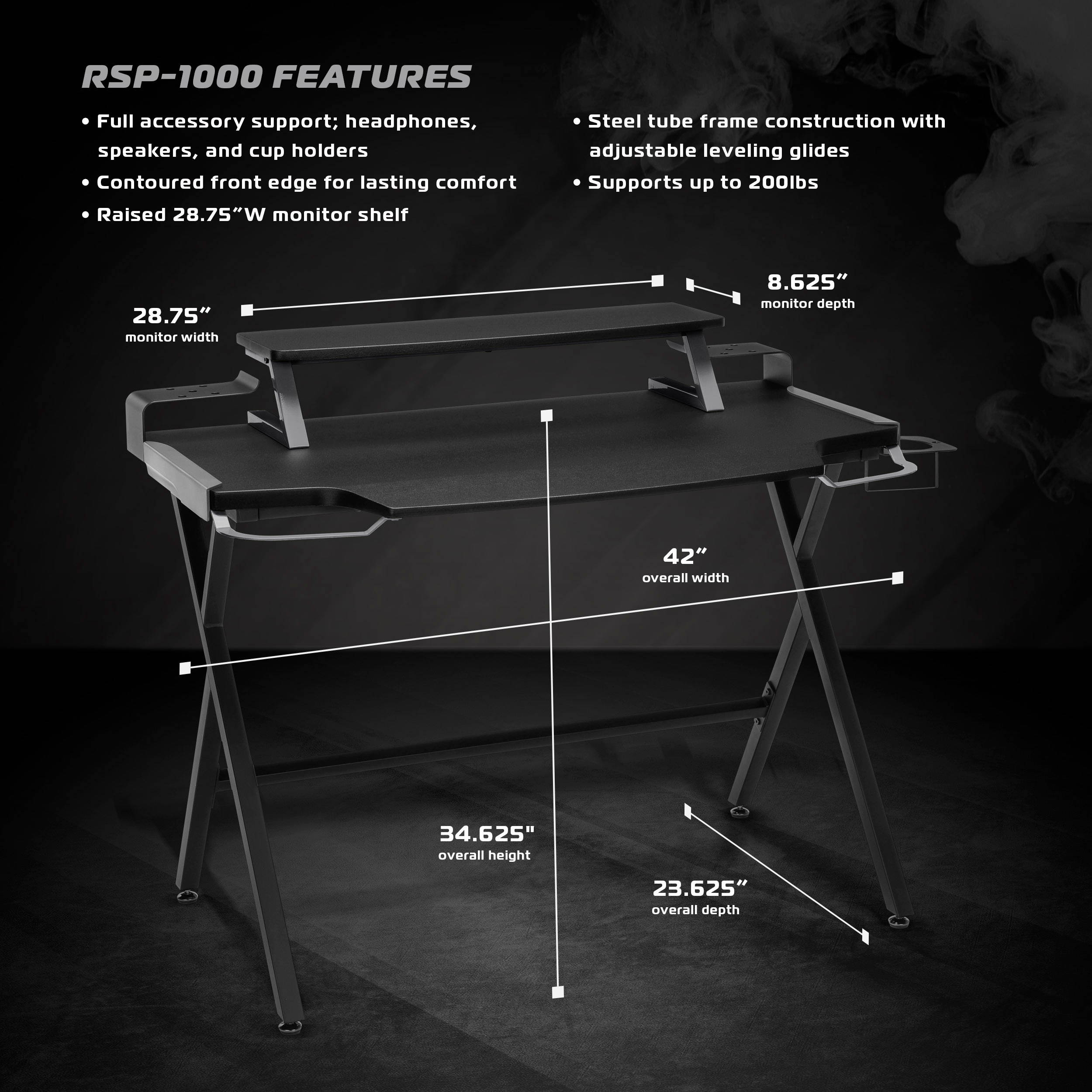 RESPAWN 1000 Gaming Computer Desk, in Gray (RSP-1000-GRY)