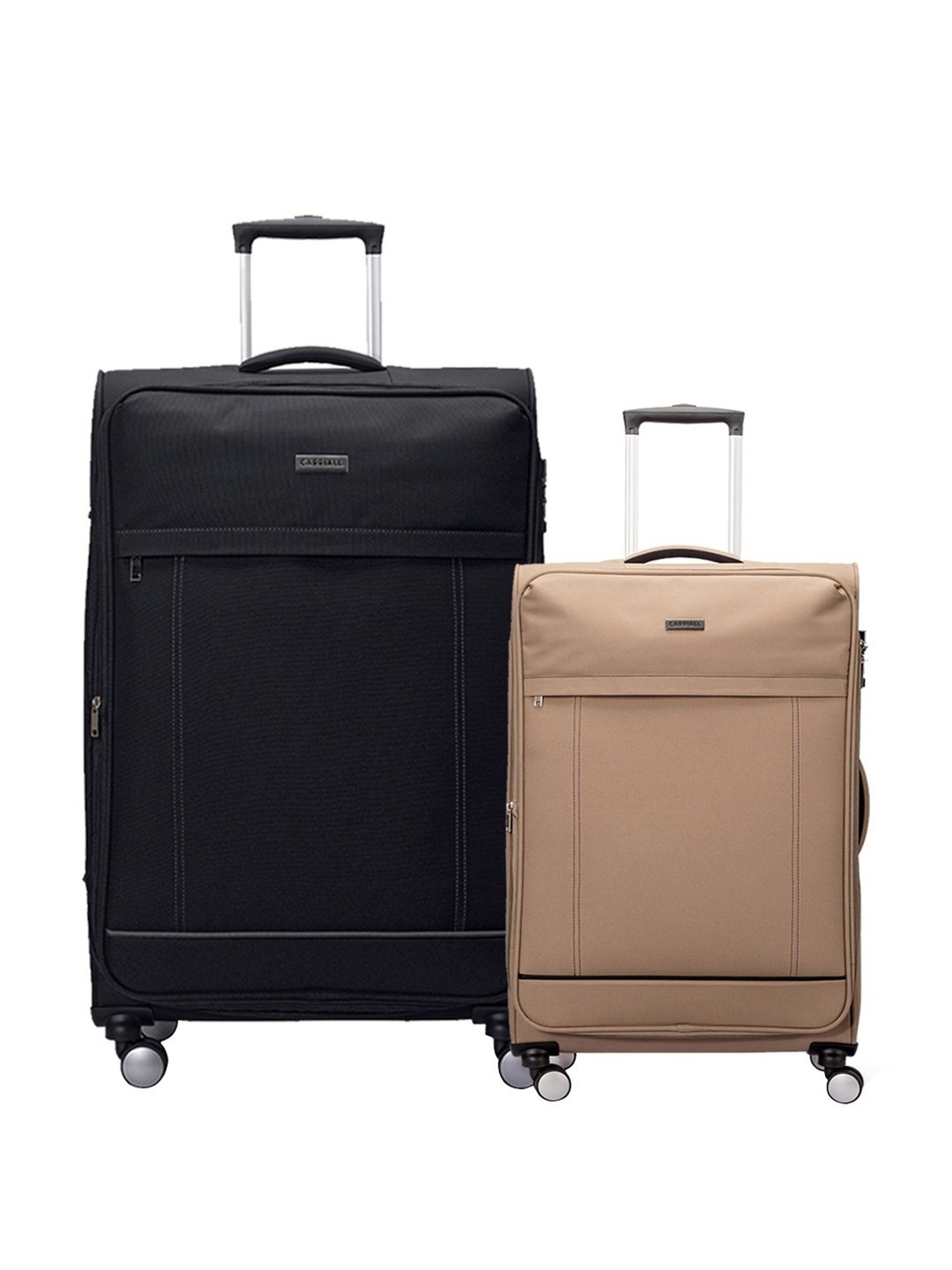 Carriall Black & Beige 4 Wheel Large Soft Cabin Trolley Set of 2 - 79 cm