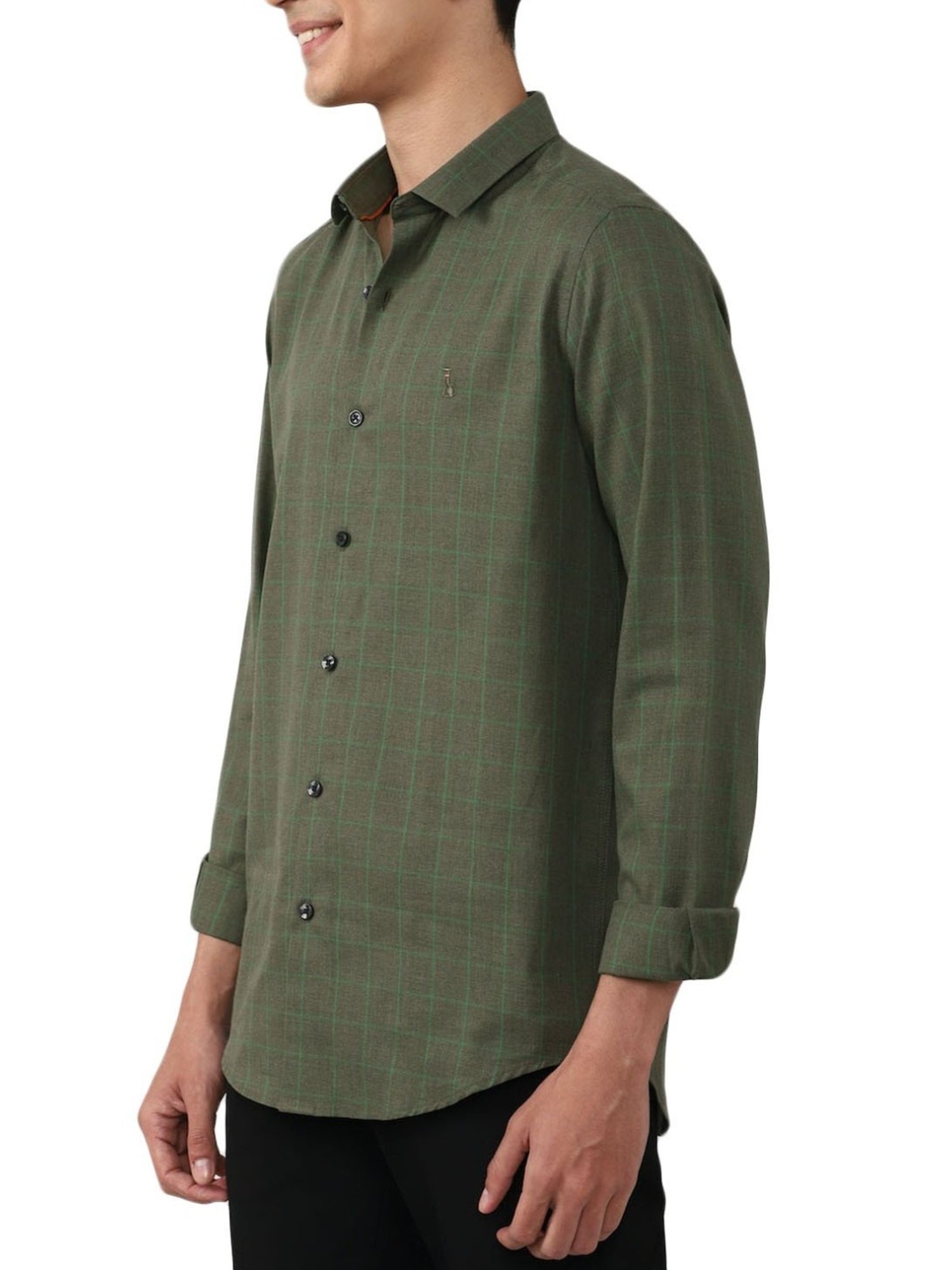 Simon Carter London Olive Checks Slim Fit Shirt