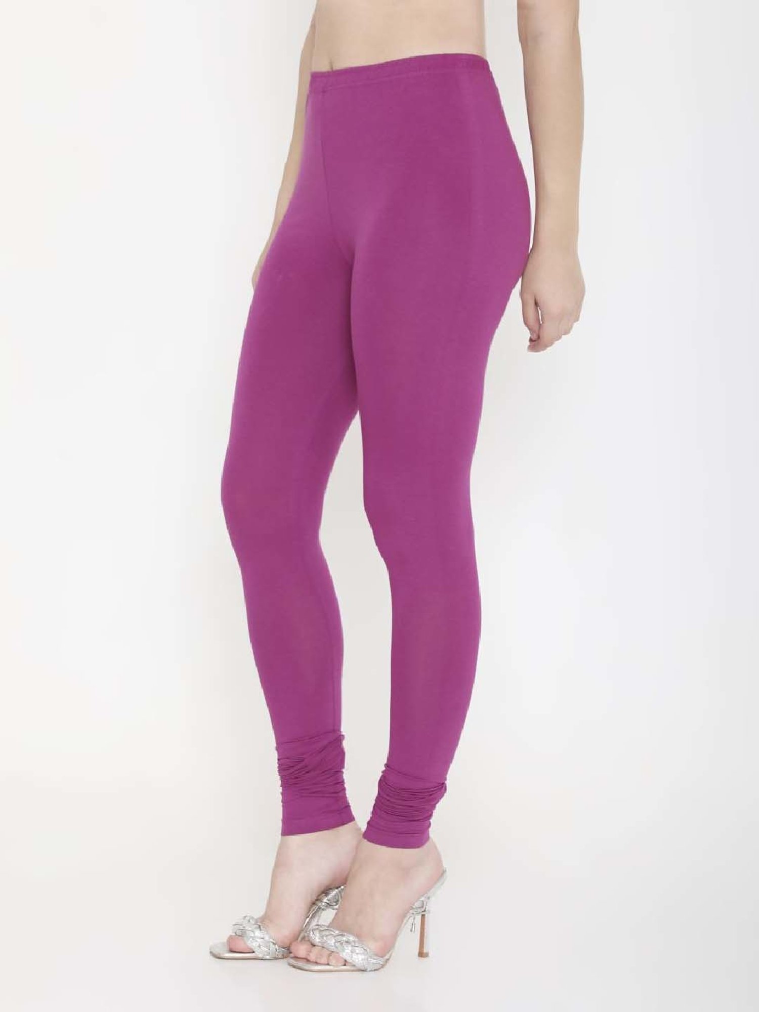 FEELINGS Purple Plain Churidar Leggings