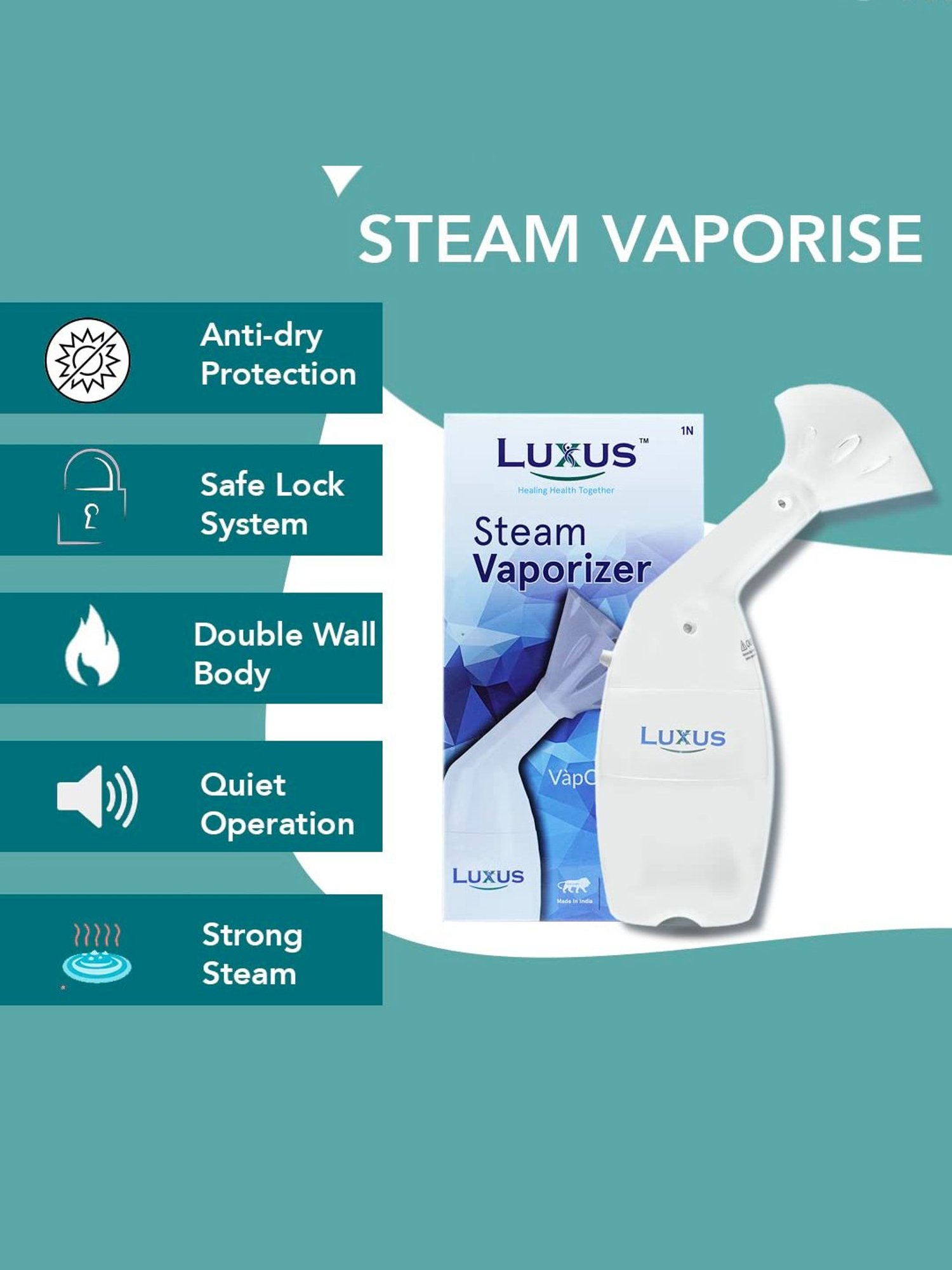 Luxus Vapcure VAP-06 Steam Vaporizer Nose, Cough Steamer, Nozzle Inhaler & Nose Vaporizer (White)