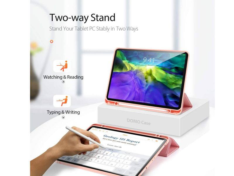 Leather Case for Pro 12.9 2020/2018,Trifold Smart Case with Auto Sleep/Wake,Slim Cover with Stand Pen Holder Soft TPU Back Cover,Support wireless Charging