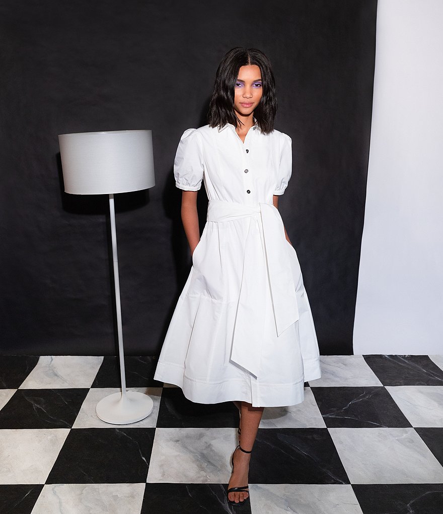 LDT Alexandra Button Front Short Sleeve Midi Dress