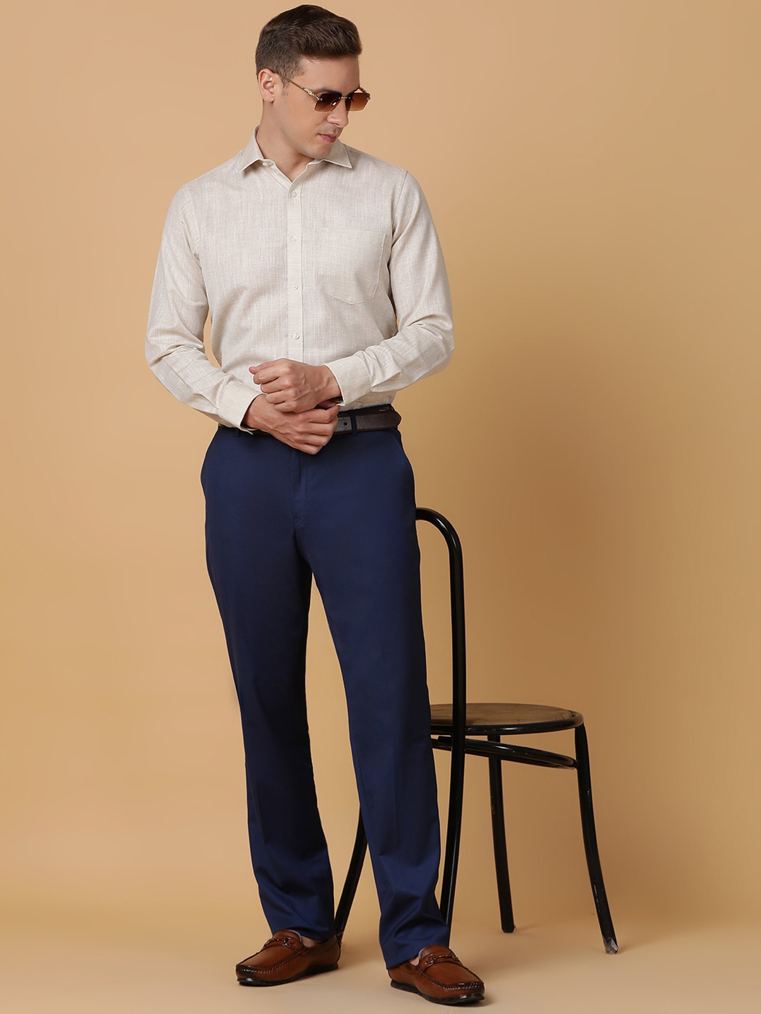 TABARD Light Grey Melange Regular Fit Shirt