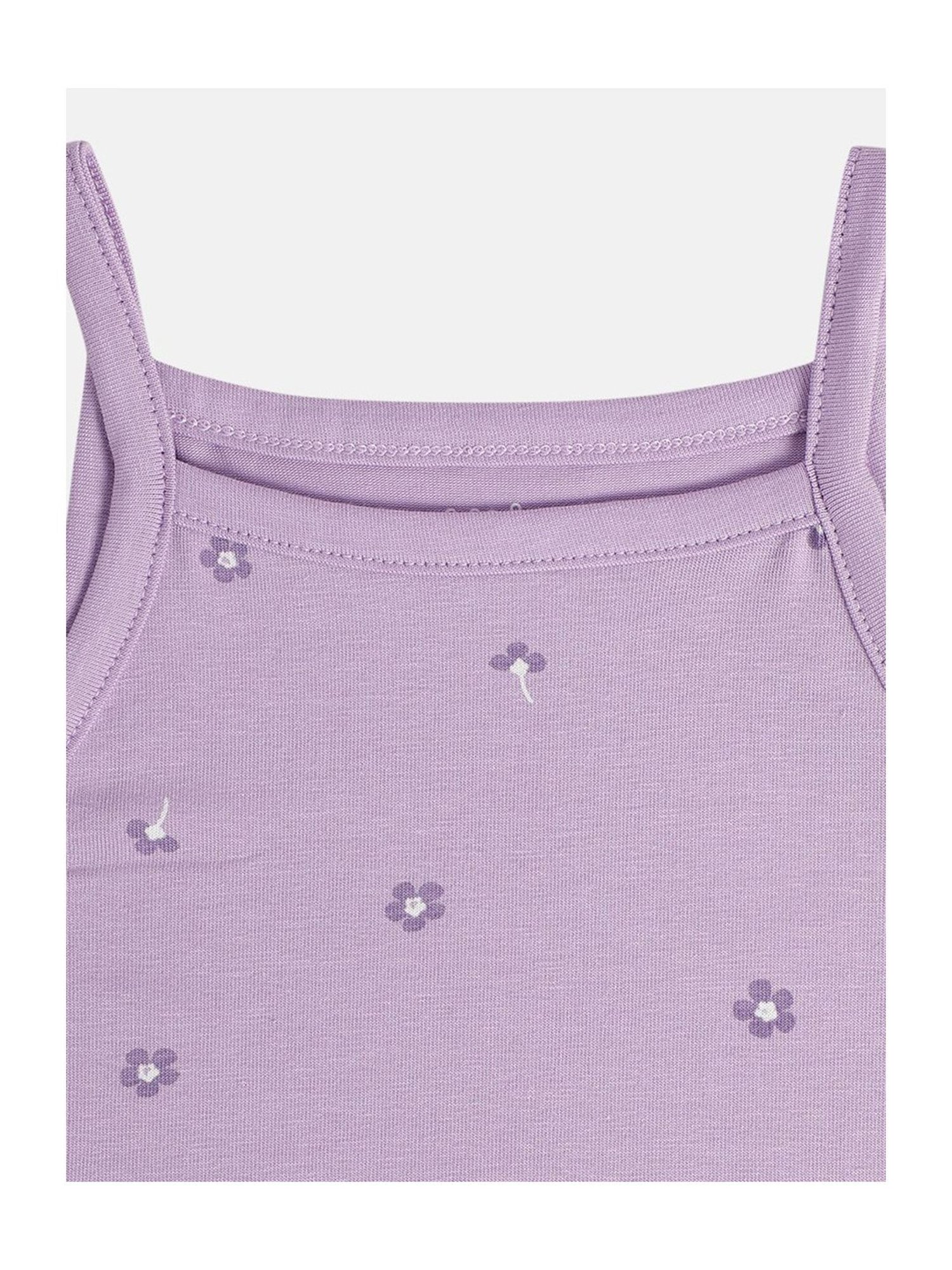 MINIKLUB Girls Grey & Purple Printed Camisole (Pack Of 2)