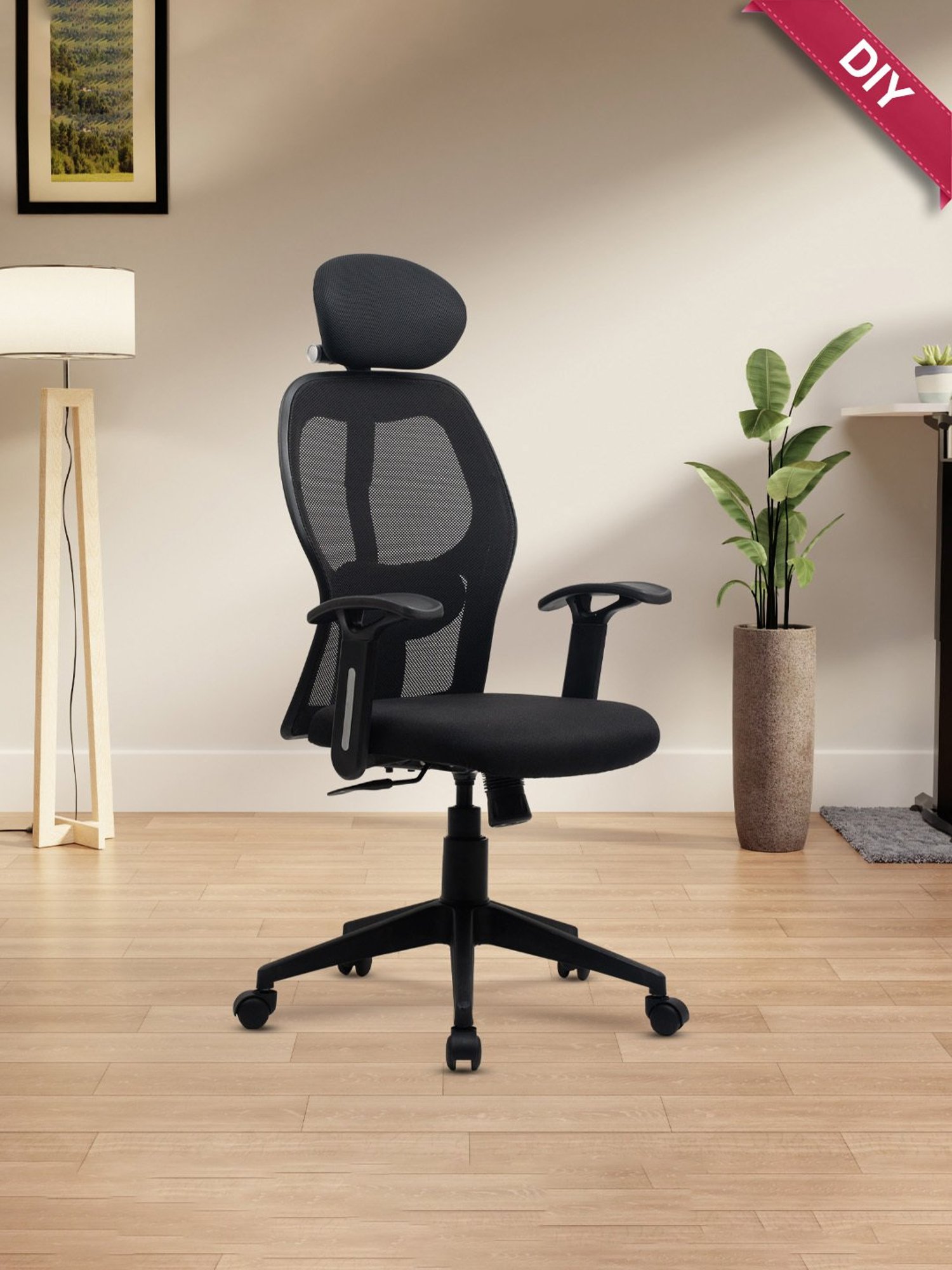 Durian Chaste Black Fabric Executive Chair