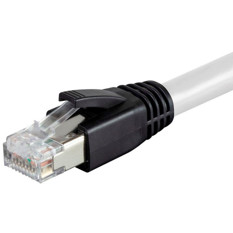 Monoprice Cat8 Ethernet Network Cable - 30 feet - White | 2GHz, 40G, 24AWG, S/FTP - Entegrade Series