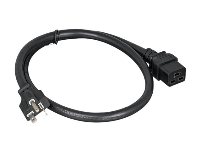 Nippon Labs 12 AWG AC Power Cord NEMA 5-20P To C19,  SJT, 20A/250V, NEMA 5-20P to IEC-60320-C19, Black 8ft. Power Cable