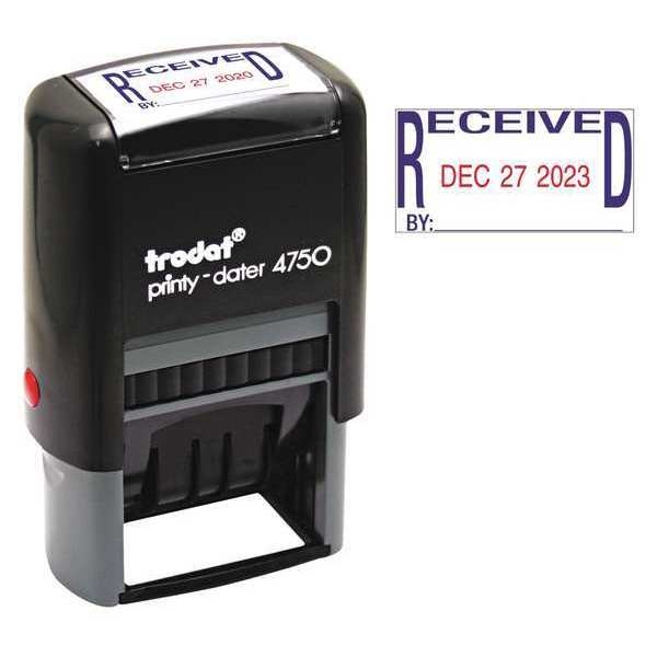 Trodat Economy Stamp Dater Self-Inking 1 5/8 x 1 Blue/Red