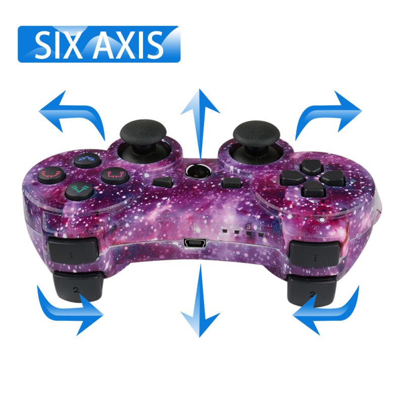 CHENGDAO PS3 Controller 2 Pack Wireless Dual Shock Gamepad for Sony Playstation 3 with Charging Cord (Black + red )