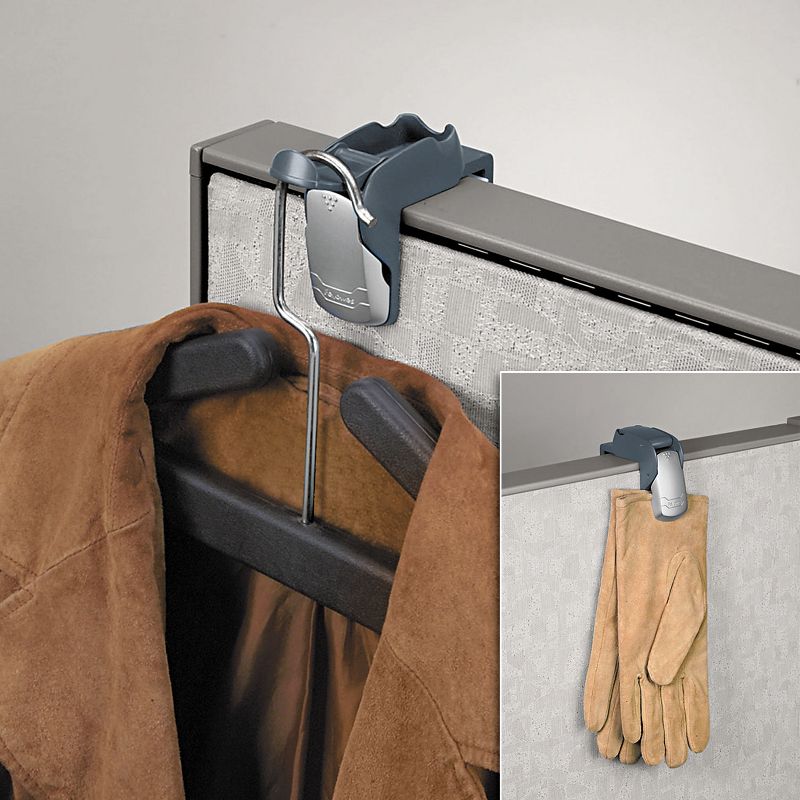 Fellowes Pro Series Partition Additions Coat Hook & Clip 1 5/8 x 2 3/4 x 3 Slate Gray 7501101