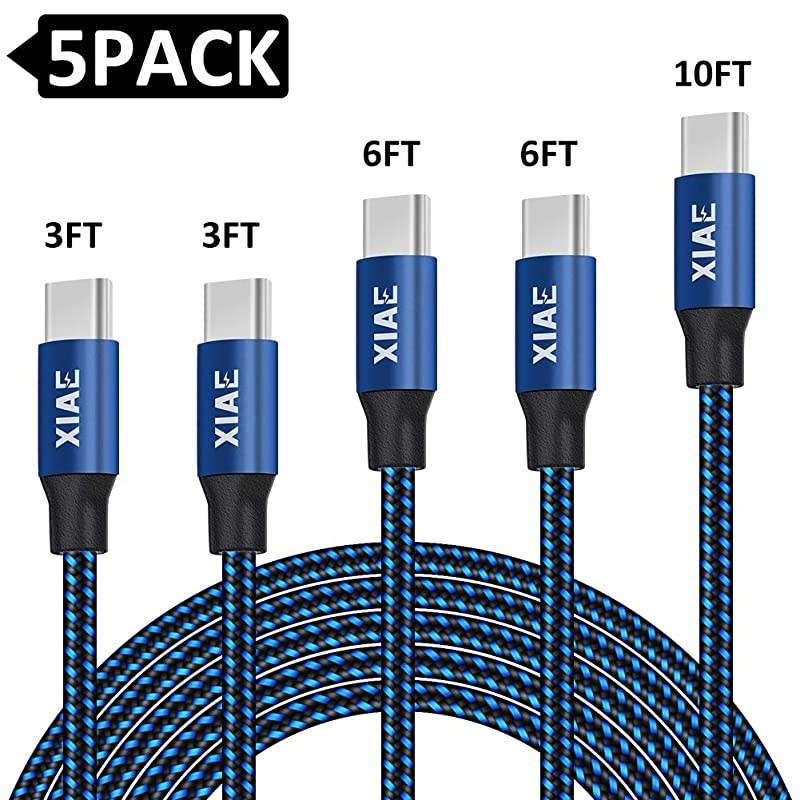 USB C Cable 5Pack 336610FT Nylon Braided Fast Charging Cable Aluminum Housing Compatible with Samsung Galaxy S10 S9 Note 9 8 S8 PlusLG V30 V20 G6Google PixelHuawei P30P20BlackBlue