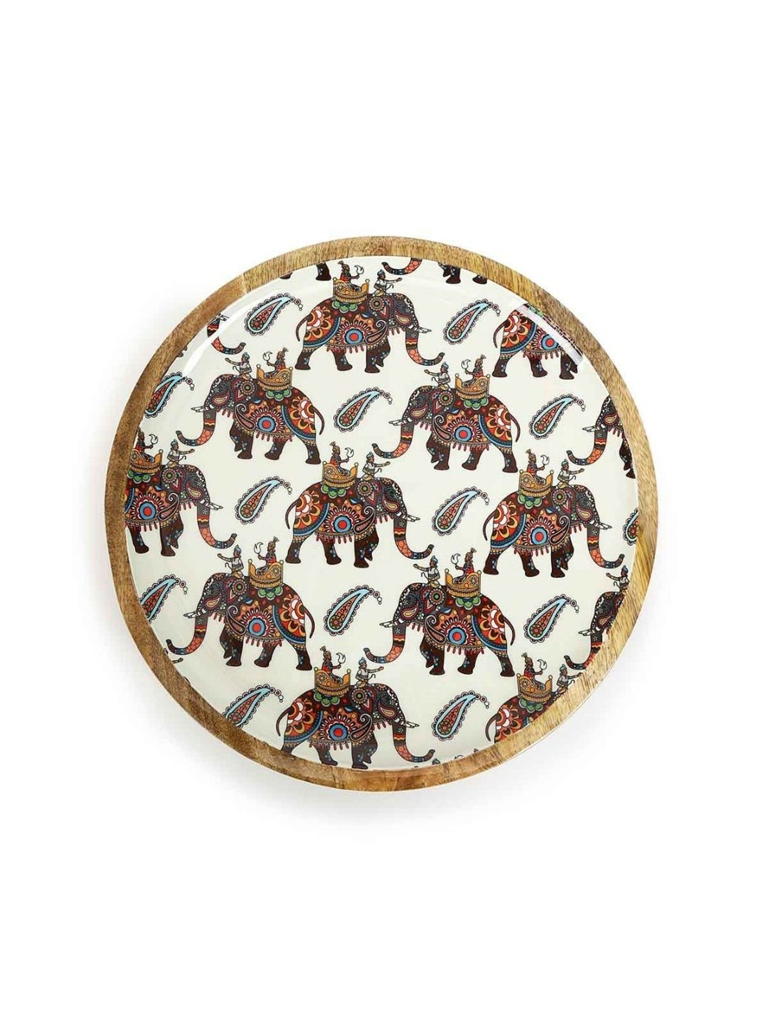 Home4U Ajantha Printed Multicolor Wood Platter
