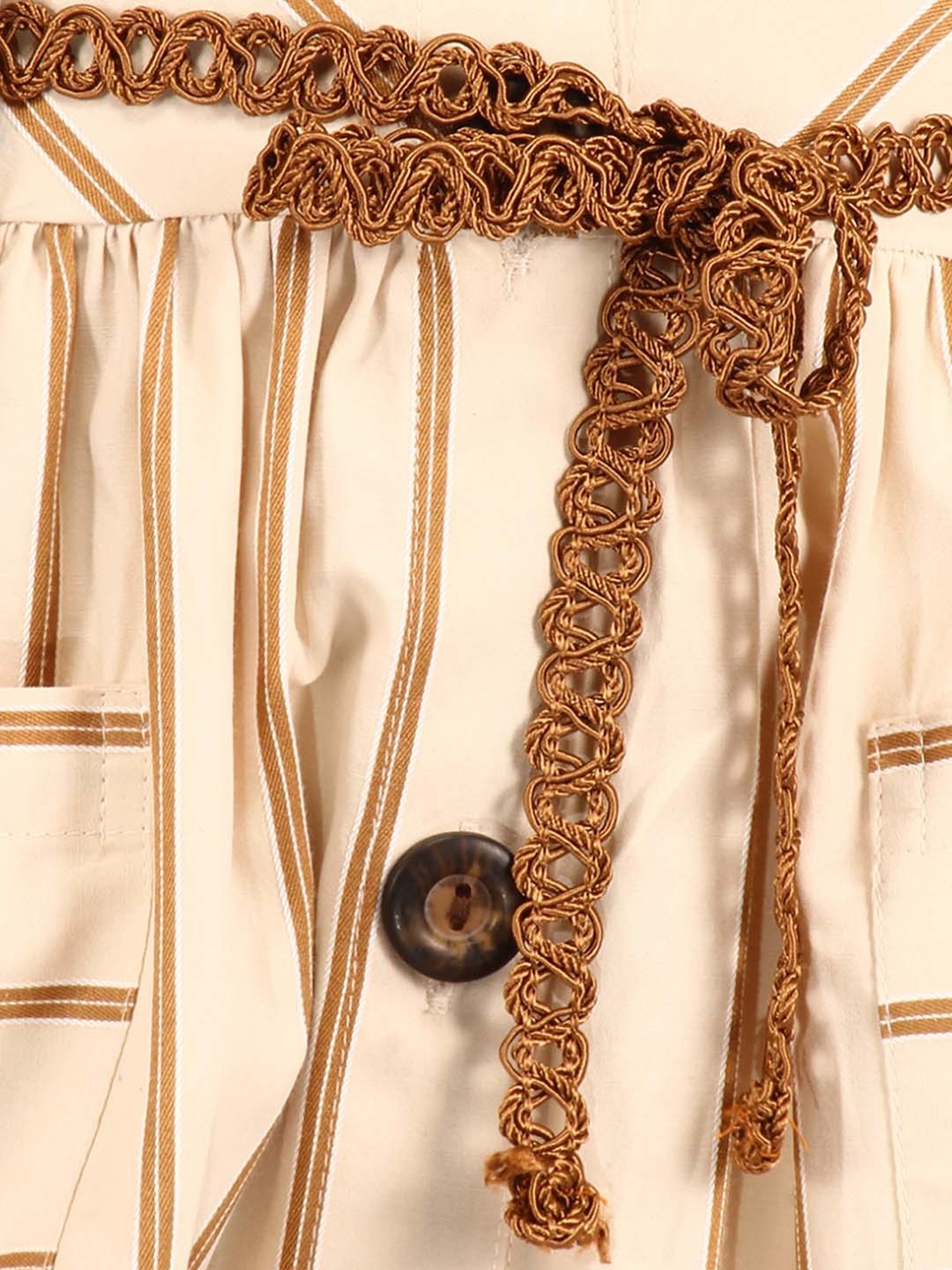 Cutecumber Kids Cream Cotton Striped Dress