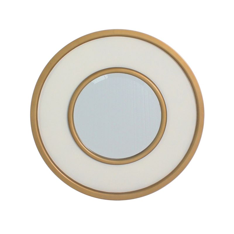 30" Brooklyn Round Mirror Antique White Gold - Carolina Chair & Table