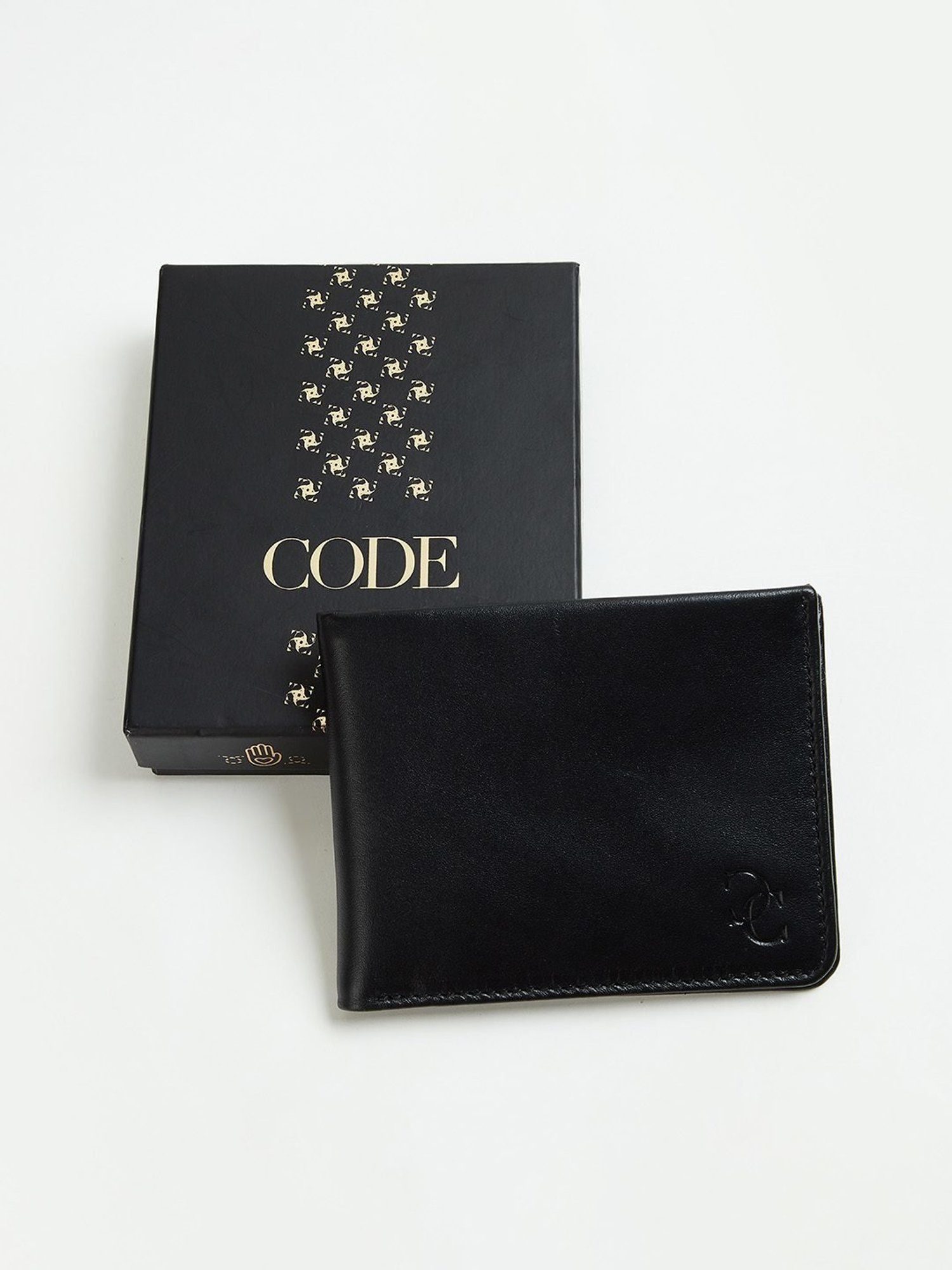 Code by Lifestyle Black Leather Bi-Fold Wallet for Men