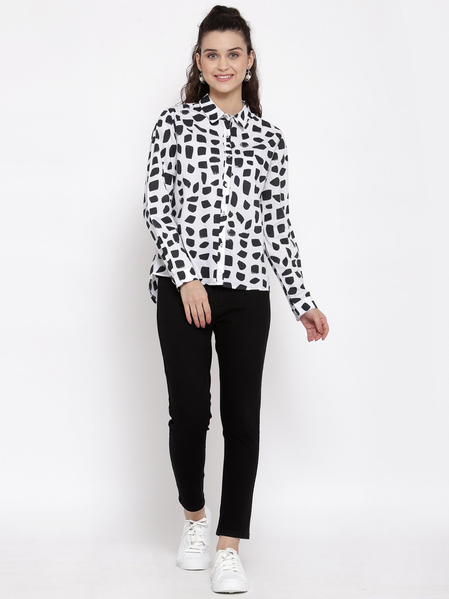 Annabelle by Pantaloons Black Polka Dots Shirt