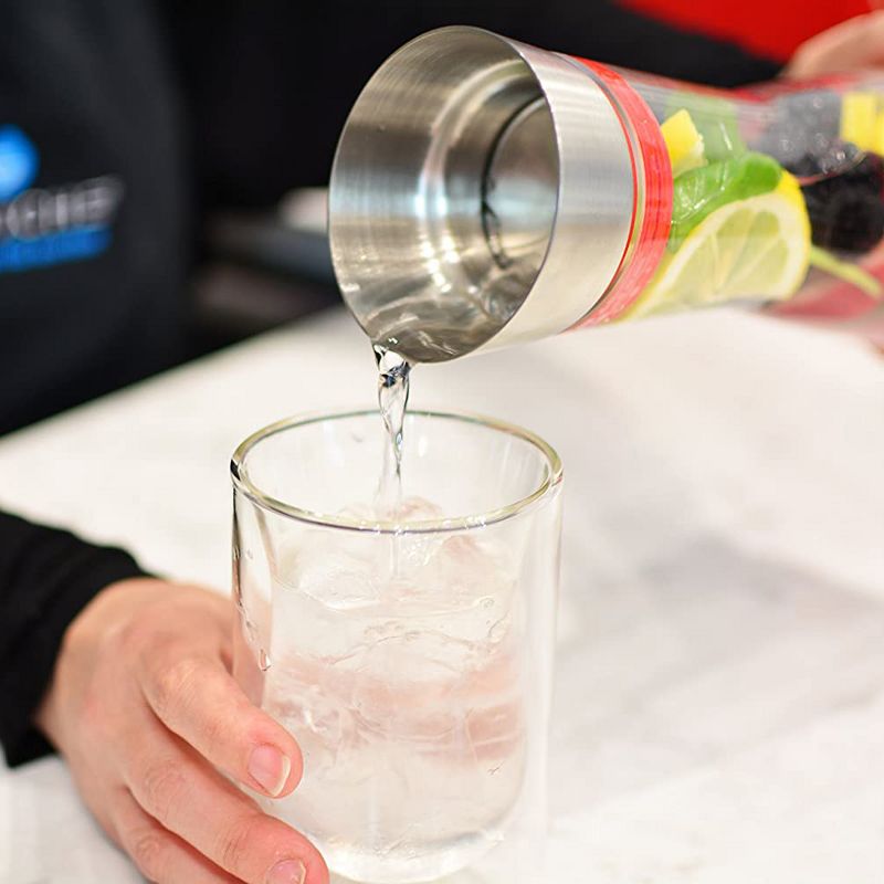 GROSCHE RIO Glass Infusion Water Pitcher and Sangria Maker Carafe with Stainless Steel Smart Filter Lid, 34 fl oz