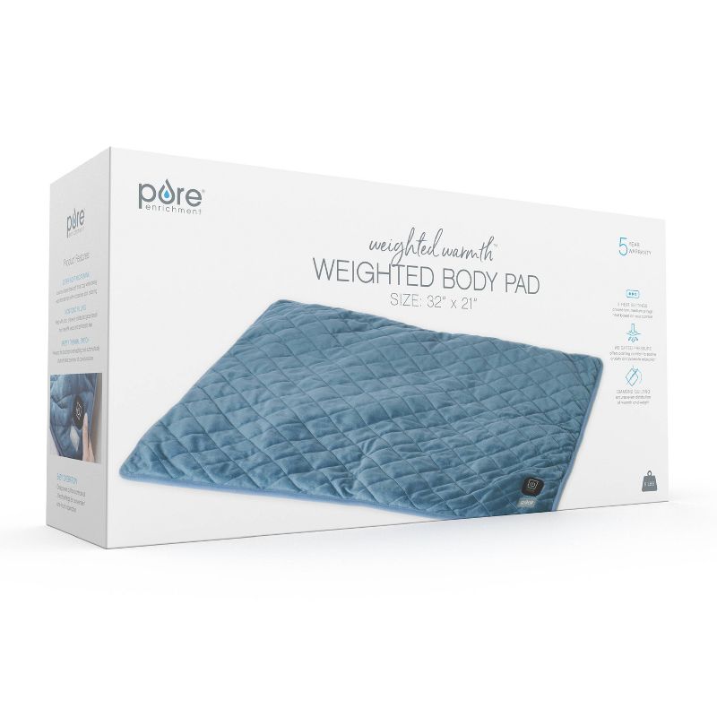 Pure Enrichment WeightedWarmth 2-in-1 Weighted Body Pad with Warmer - 6lbs -  32" x 21" - Blue