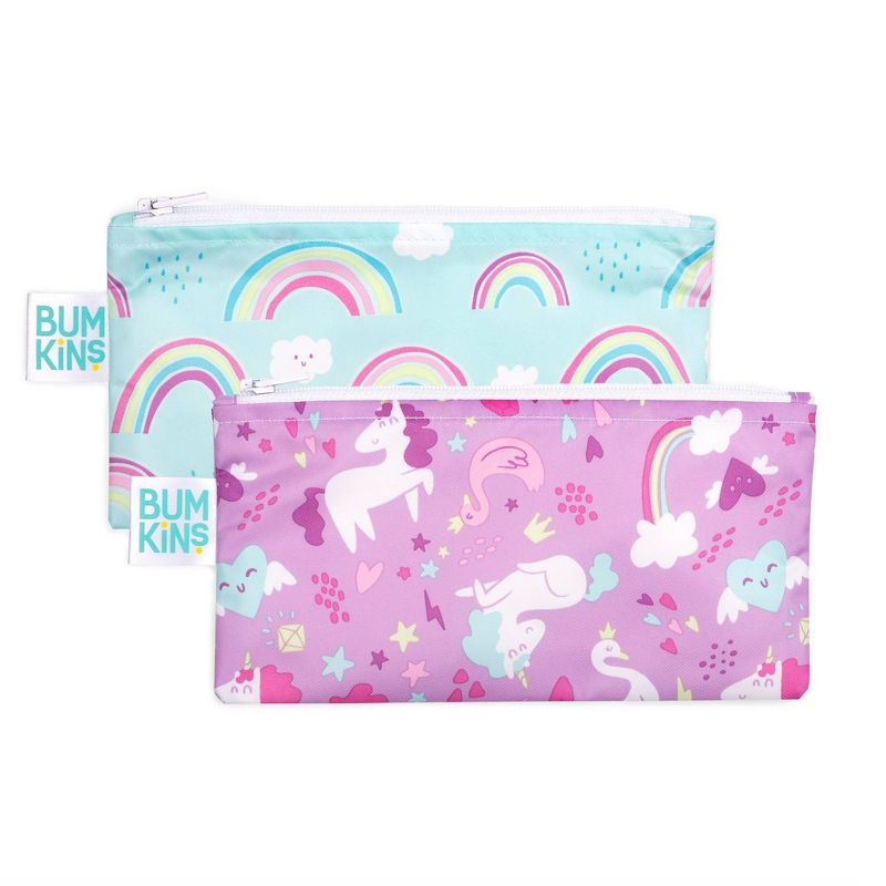Bumkins Reusable Snack Bag 2-Pack Rainbows/Unicorn
